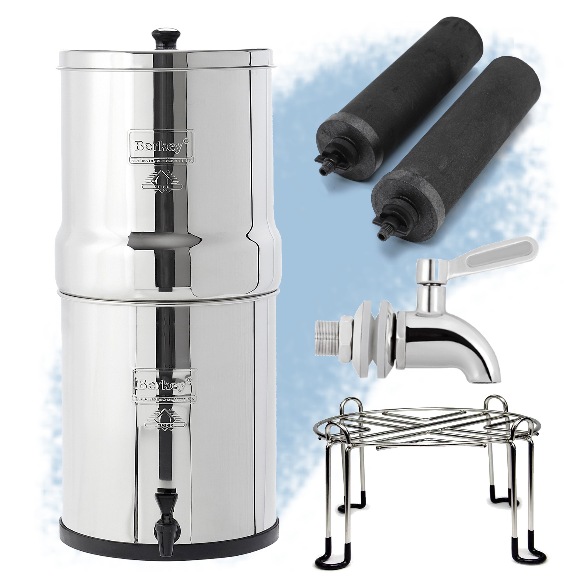 Big Berkey® 8.5 litros - 4 filtros negros de Berkey®, incluidos 2  adicionales