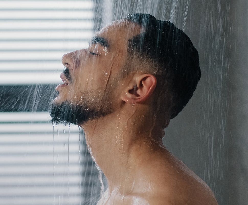 Someone with a filter taking a shower